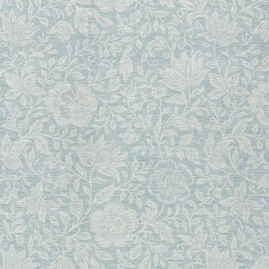 Sky Blue And Ivory Floral Washable Indoor Outdoor Area Rug Photo 3