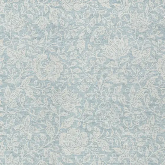 Sky Blue And Ivory Floral Washable Indoor Outdoor Area Rug Photo 2