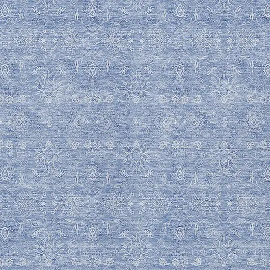 Sky Blue And Ivory Floral Washable Indoor Outdoor Area Rug Photo 3