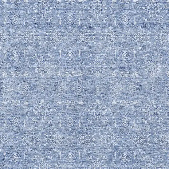 Sky Blue And Ivory Floral Washable Indoor Outdoor Area Rug Photo 3