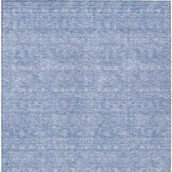 Sky Blue And Ivory Floral Washable Indoor Outdoor Area Rug Photo 6