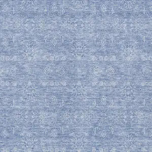 Photo of Sky Blue And Ivory Floral Washable Indoor Outdoor Area Rug