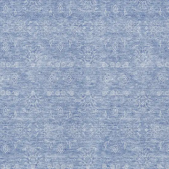 Sky Blue And Ivory Floral Washable Indoor Outdoor Area Rug Photo 3