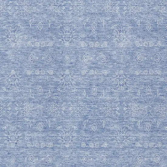 Sky Blue And Ivory Floral Washable Indoor Outdoor Area Rug Photo 3