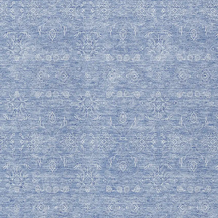 Sky Blue And Ivory Floral Washable Indoor Outdoor Area Rug Photo 3