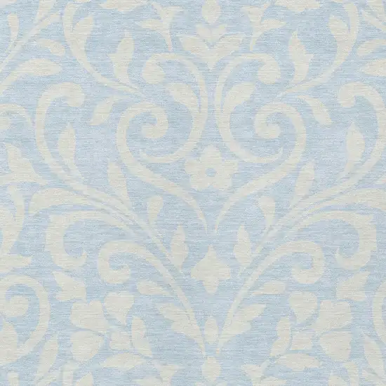 Sky Blue And Ivory Floral Washable Indoor Outdoor Area Rug Photo 6