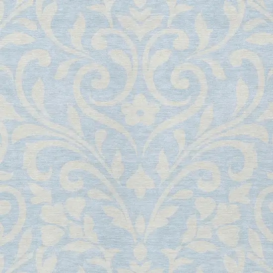 Sky Blue And Ivory Floral Washable Indoor Outdoor Area Rug Photo 6