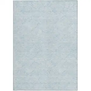 Photo of Sky Blue And Ivory Floral Washable Indoor Outdoor Area Rug