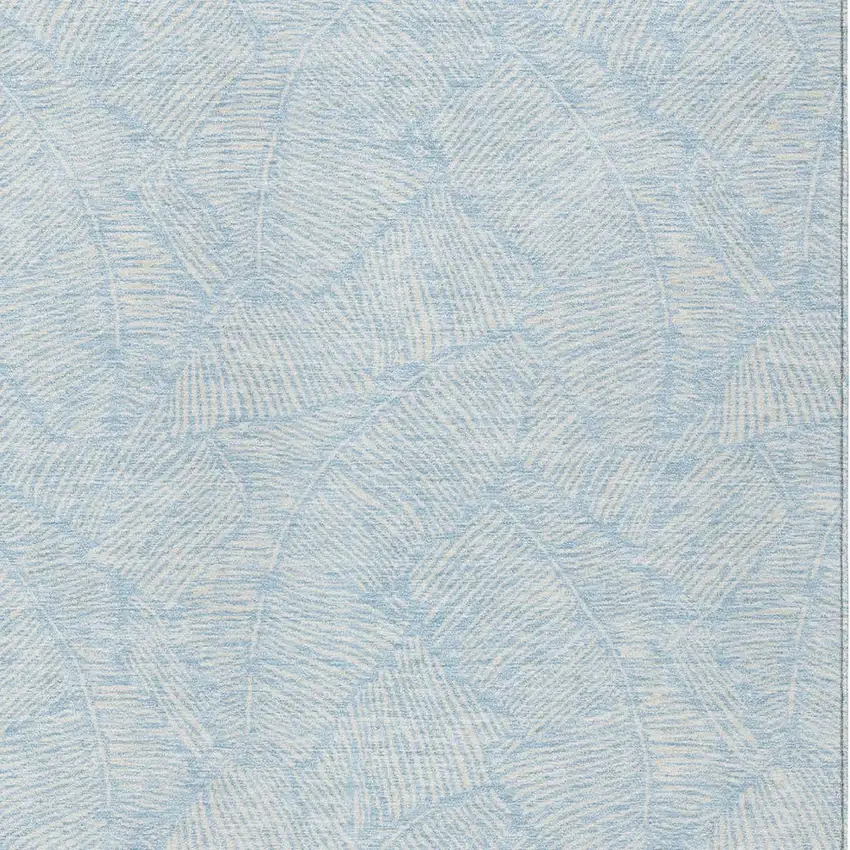 Sky Blue And Ivory Floral Washable Indoor Outdoor Area Rug Photo 6