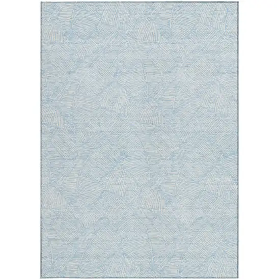Sky Blue And Ivory Floral Washable Indoor Outdoor Area Rug Photo 7