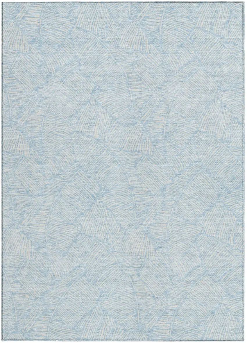 Sky Blue And Ivory Floral Washable Indoor Outdoor Area Rug Photo 7