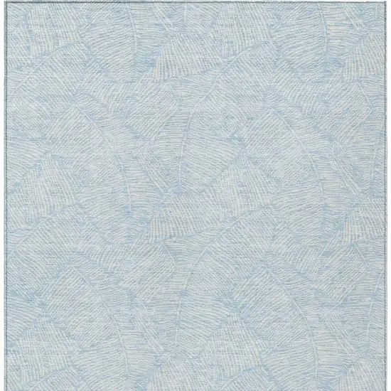 Sky Blue And Ivory Floral Washable Indoor Outdoor Area Rug Photo 6