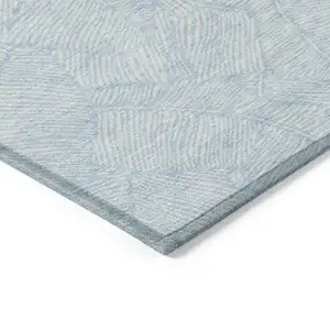 Photo of Sky Blue And Ivory Floral Washable Indoor Outdoor Area Rug