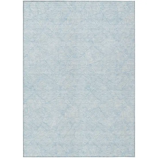 Sky Blue And Ivory Floral Washable Indoor Outdoor Area Rug Photo 2