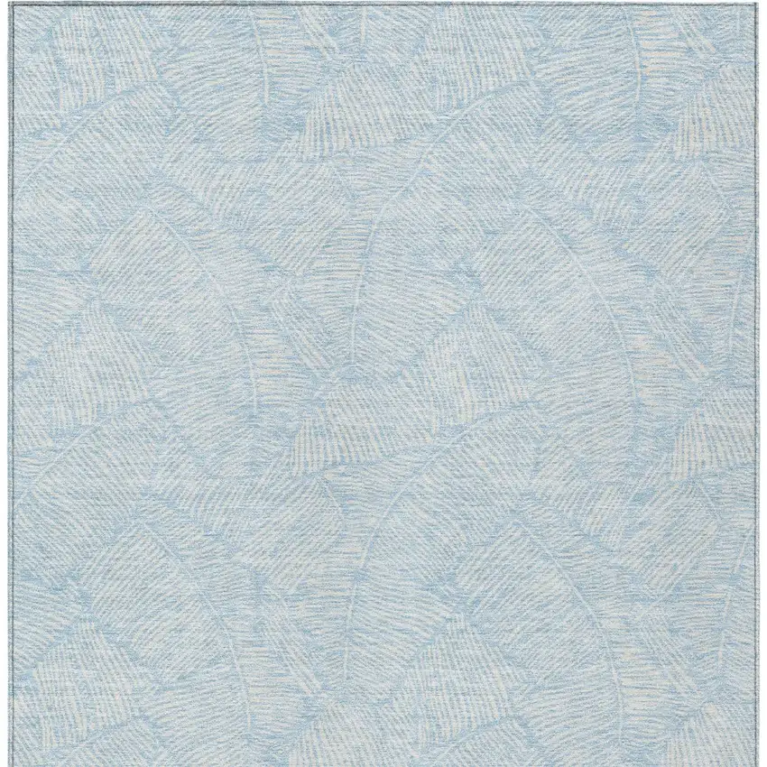 Sky Blue And Ivory Floral Washable Indoor Outdoor Area Rug Photo 7