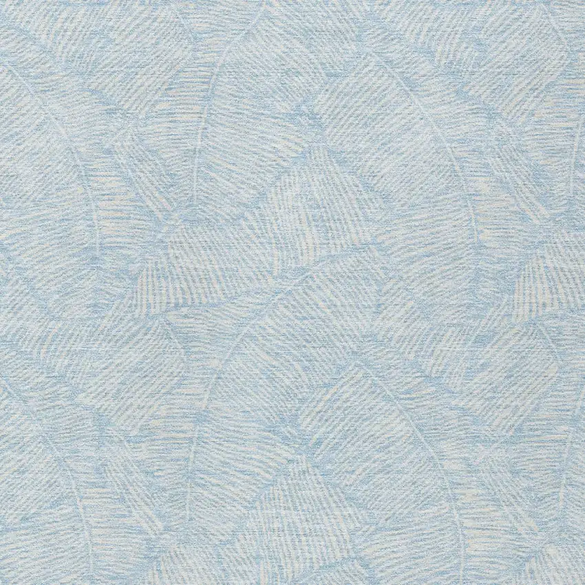Sky Blue And Ivory Floral Washable Indoor Outdoor Area Rug Photo 6