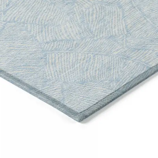 Sky Blue And Ivory Floral Washable Indoor Outdoor Area Rug Photo 5