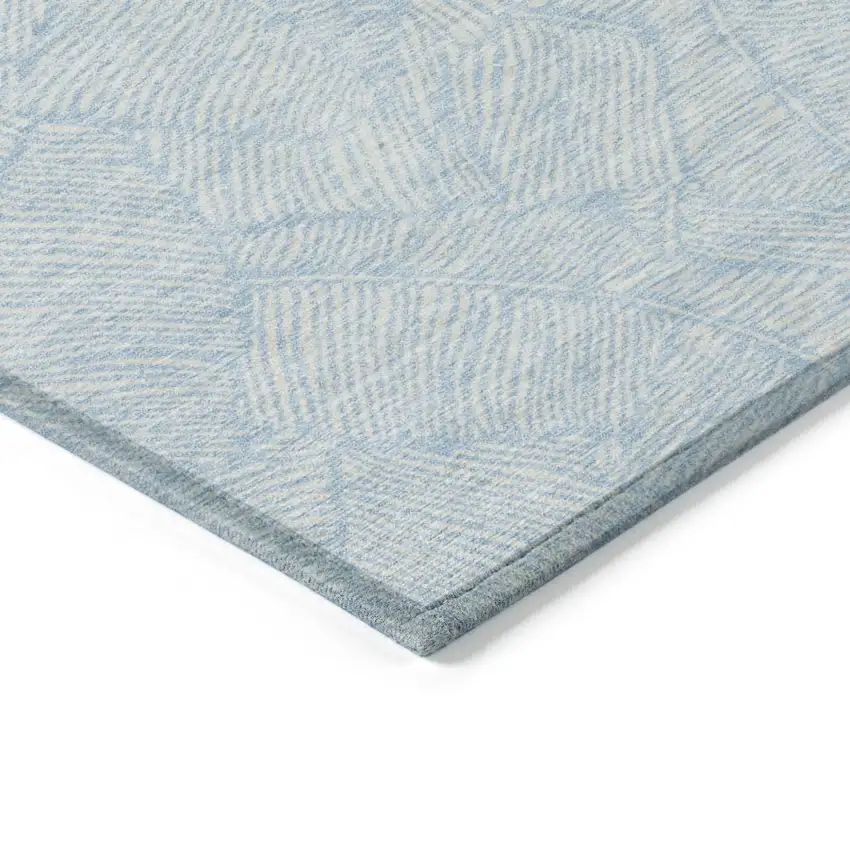 Sky Blue And Ivory Floral Washable Indoor Outdoor Area Rug Photo 5