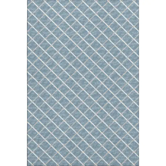 Sky Blue And Ivory Geometric Washable Area Rug With UV Protection Photo 2
