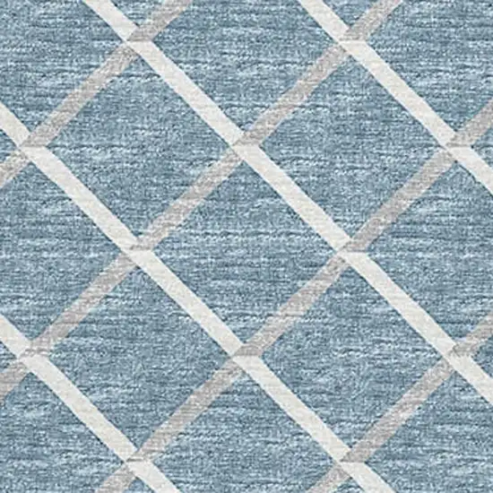 Sky Blue And Ivory Geometric Washable Area Rug With UV Protection Photo 4