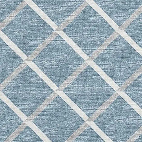 Sky Blue And Ivory Geometric Washable Area Rug With UV Protection Photo 4