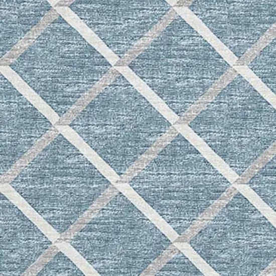 Sky Blue And Ivory Geometric Washable Area Rug With UV Protection Photo 4