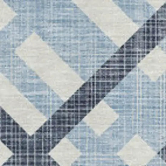Sky Blue And Ivory Geometric Washable Area Rug With UV Protection Photo 3