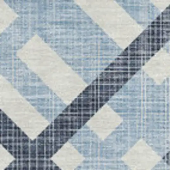 Sky Blue And Ivory Geometric Washable Area Rug With UV Protection Photo 3