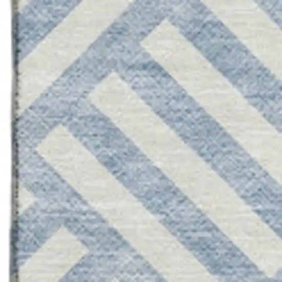 Sky Blue And Ivory Geometric Washable Area Rug With UV Protection Photo 5