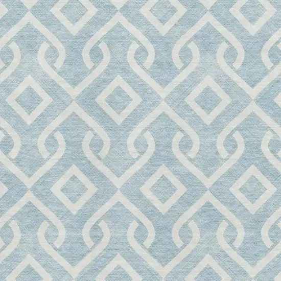 Sky Blue And Ivory Geometric Washable Area Rug With UV Protection Photo 3