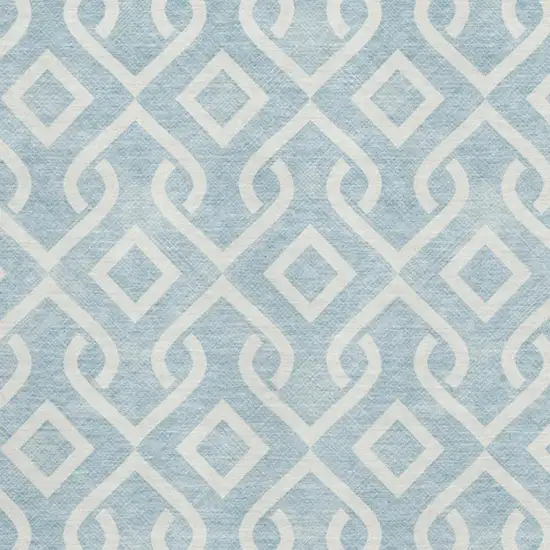 Sky Blue And Ivory Geometric Washable Area Rug With UV Protection Photo 3
