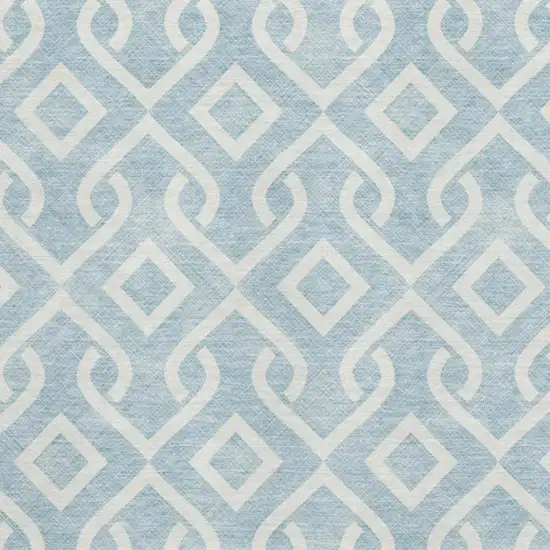Sky Blue And Ivory Geometric Washable Area Rug With UV Protection Photo 3