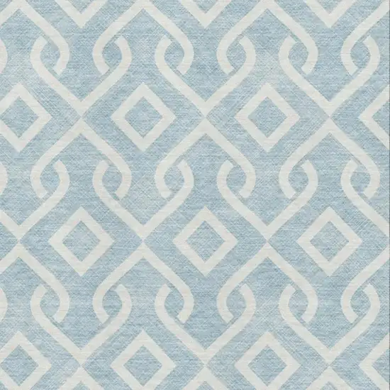 Sky Blue And Ivory Geometric Washable Area Rug With UV Protection Photo 3