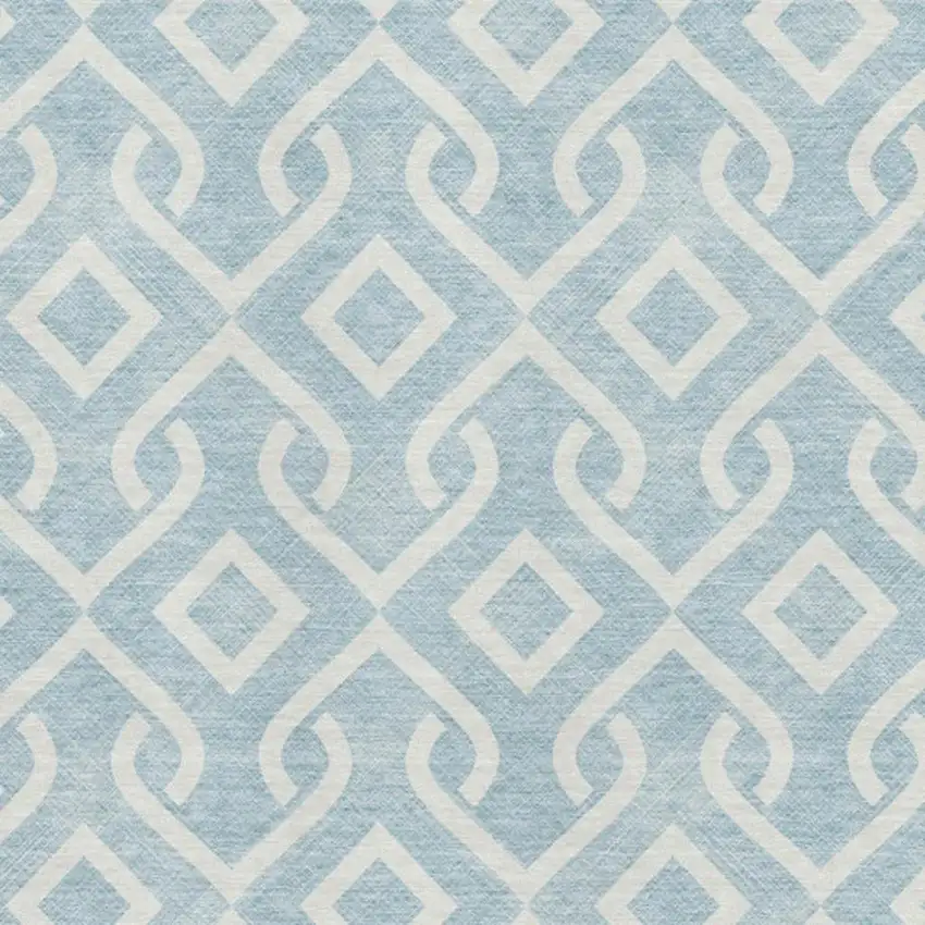 Sky Blue And Ivory Geometric Washable Area Rug With UV Protection Photo 3