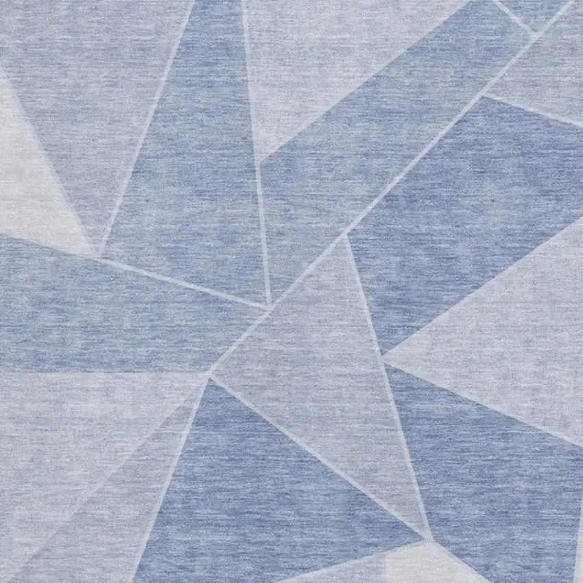 Sky Blue And Ivory Geometric Washable Area Rug With UV Protection Photo 8