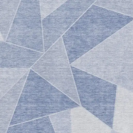 Sky Blue And Ivory Geometric Washable Area Rug With UV Protection Photo 3