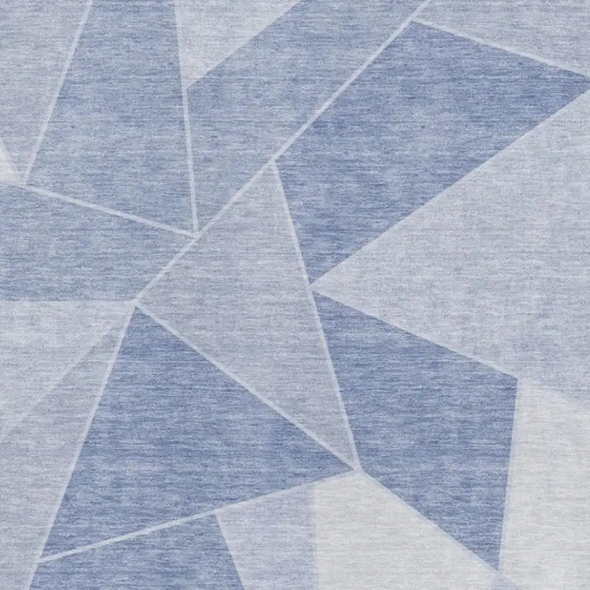 Sky Blue And Ivory Geometric Washable Area Rug With UV Protection Photo 3