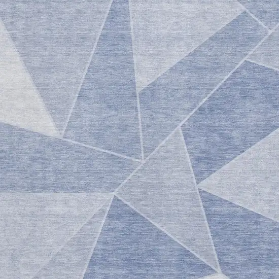 Sky Blue And Ivory Geometric Washable Area Rug With UV Protection Photo 3