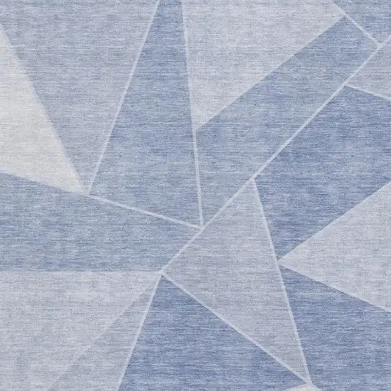 Sky Blue And Ivory Geometric Washable Area Rug With UV Protection Photo 9