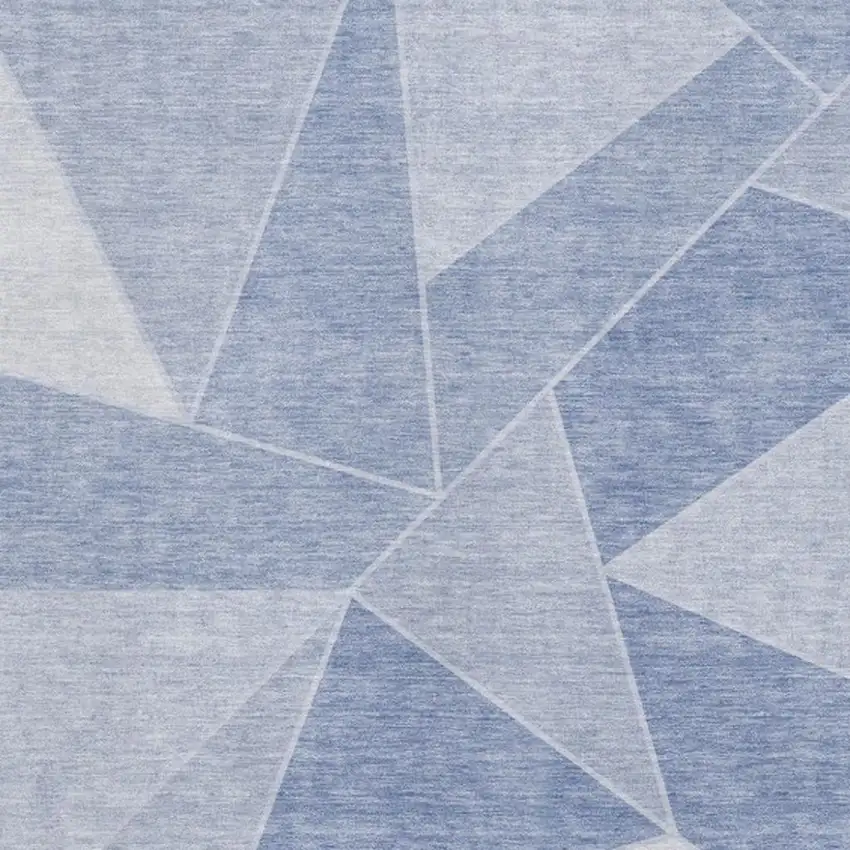 Sky Blue And Ivory Geometric Washable Area Rug With UV Protection Photo 9