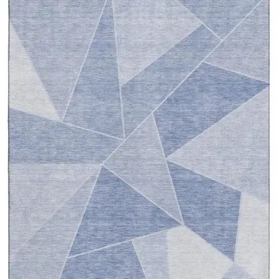 Sky Blue And Ivory Geometric Washable Area Rug With UV Protection Photo 8