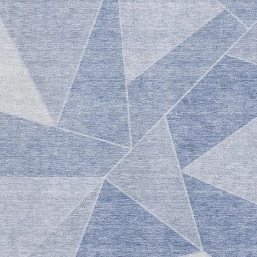 Sky Blue And Ivory Geometric Washable Area Rug With UV Protection Photo 3