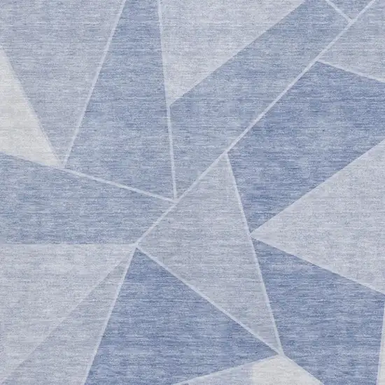 Sky Blue And Ivory Geometric Washable Area Rug With UV Protection Photo 8