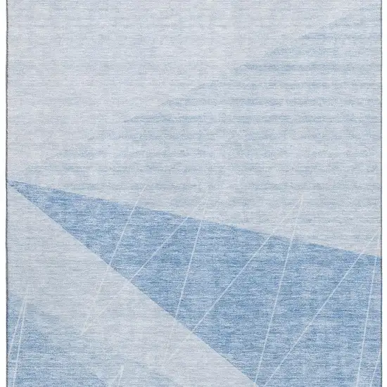Sky Blue And Ivory Geometric Washable Area Rug With UV Protection Photo 3