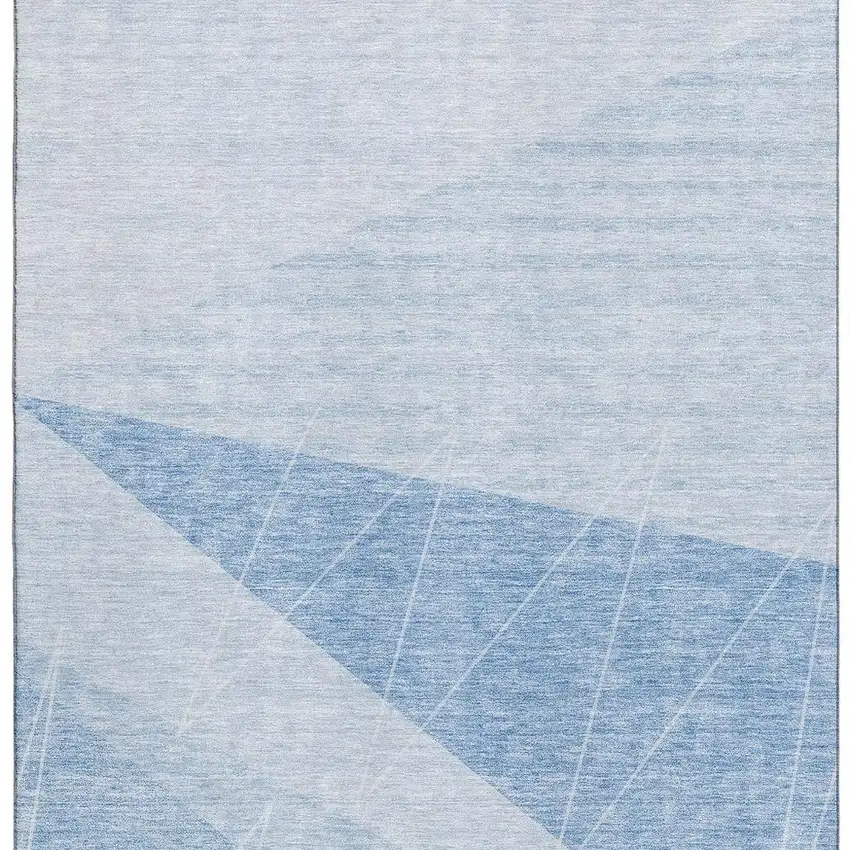 Sky Blue And Ivory Geometric Washable Area Rug With UV Protection Photo 3
