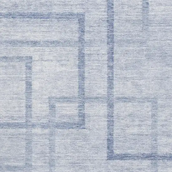 Sky Blue And Ivory Geometric Washable Area Rug With UV Protection Photo 3
