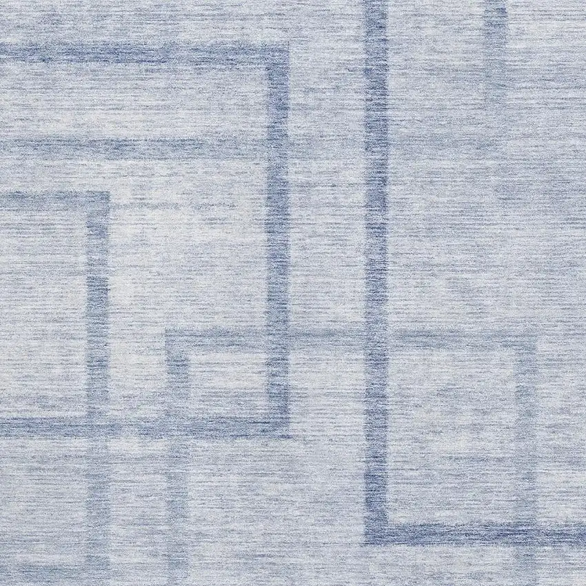 Sky Blue And Ivory Geometric Washable Area Rug With UV Protection Photo 3