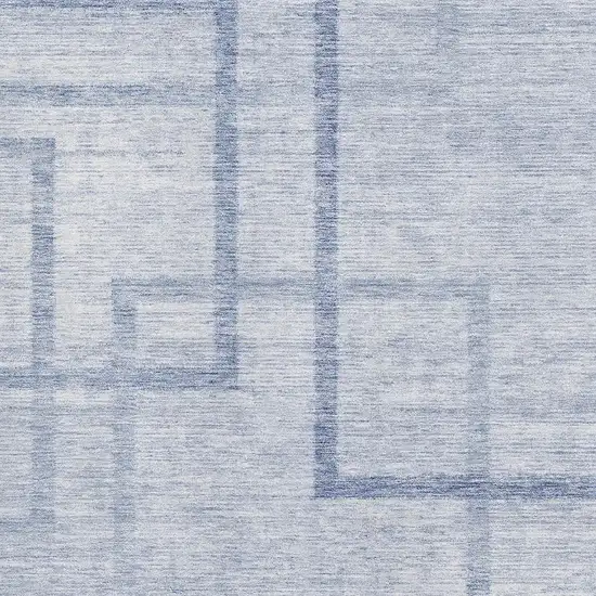 Sky Blue And Ivory Geometric Washable Area Rug With UV Protection Photo 3