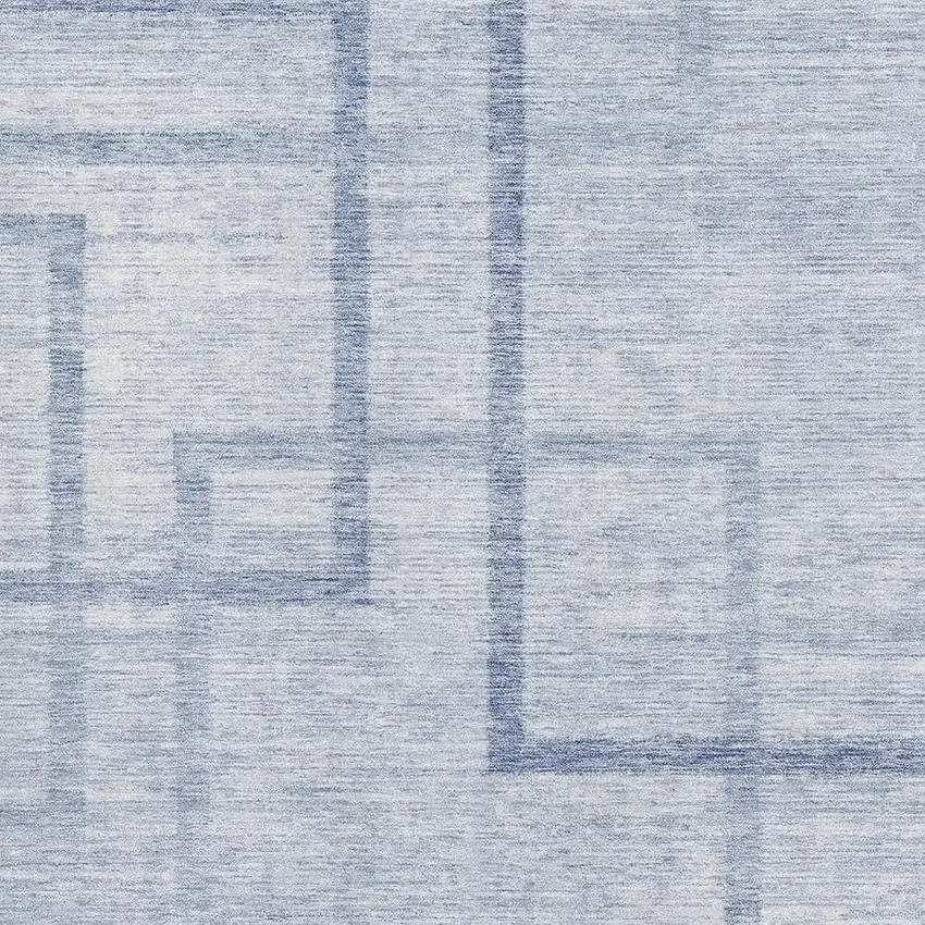 Sky Blue And Ivory Geometric Washable Area Rug With UV Protection Photo 3