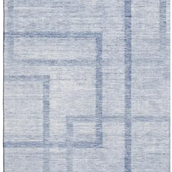 Sky Blue And Ivory Geometric Washable Area Rug With UV Protection Photo 3